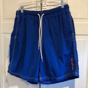 Nautica Royal Blue Swim Trunks with Orange Logo